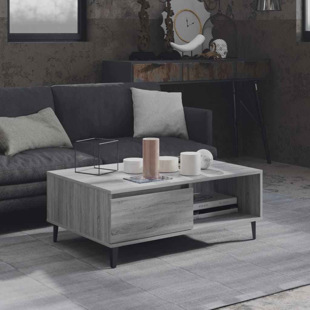 Stolić za kavu siva boja hrasta 90x60x35 cm konstruirano drvo
