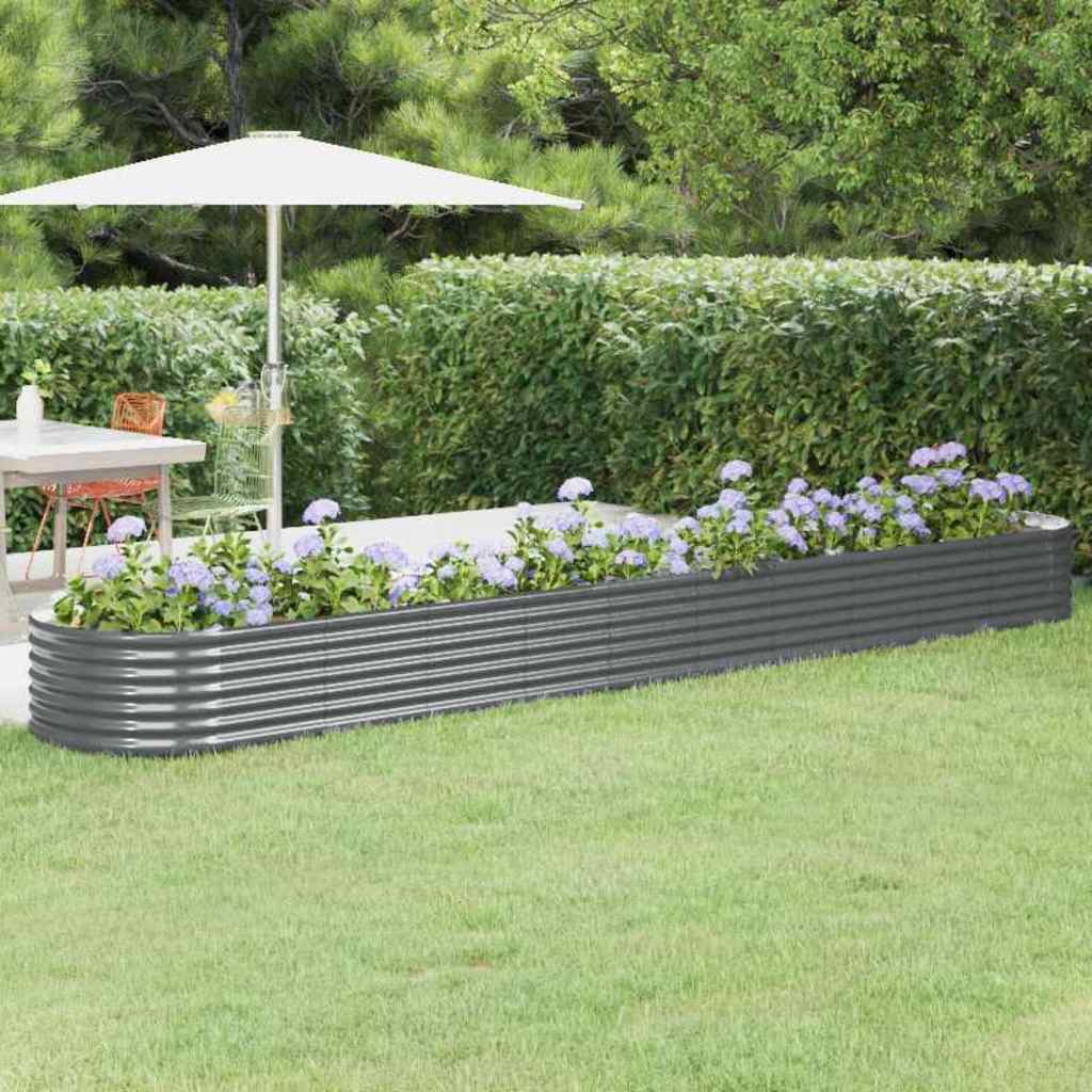 Povišena vrtna gredica od pocinčanog čelika 440x80x36 cm antracit