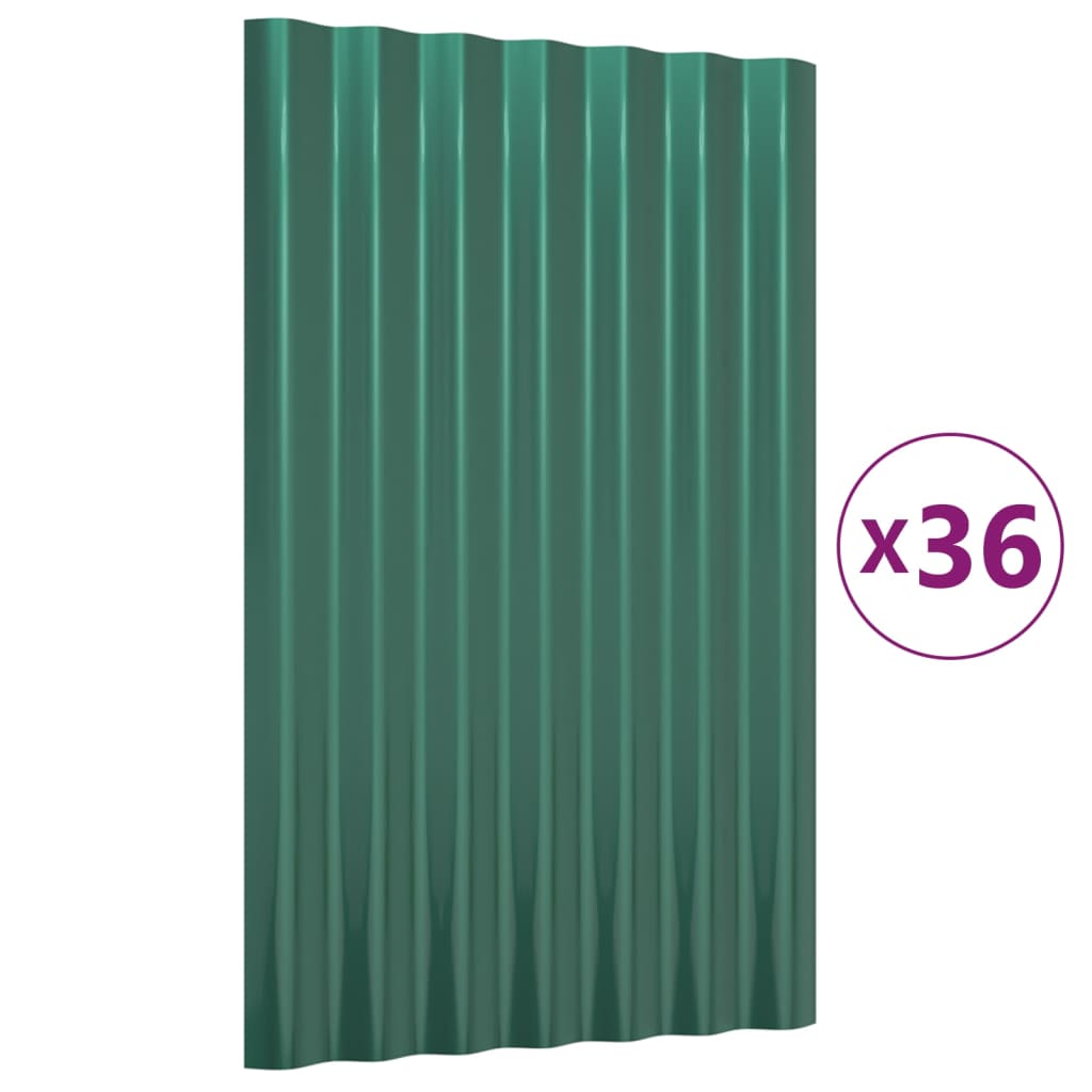 Krovni paneli 36 kom od pocinčanog čelika zeleni 60x36 cm