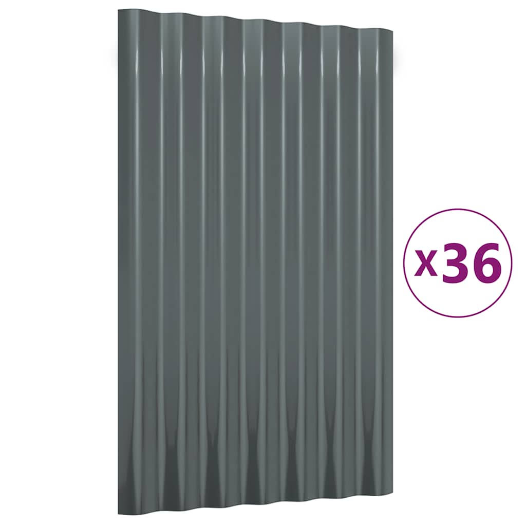 Krovni paneli 36 kom pocinčani čelik antracit 60 x 36 cm