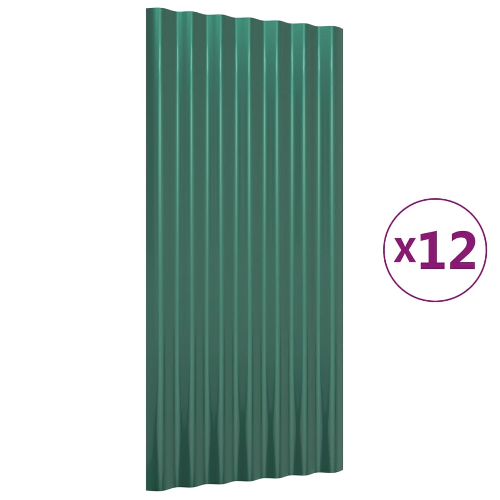 Krovni paneli 12 kom od pocinčanog čelika zelena 80x36 cm