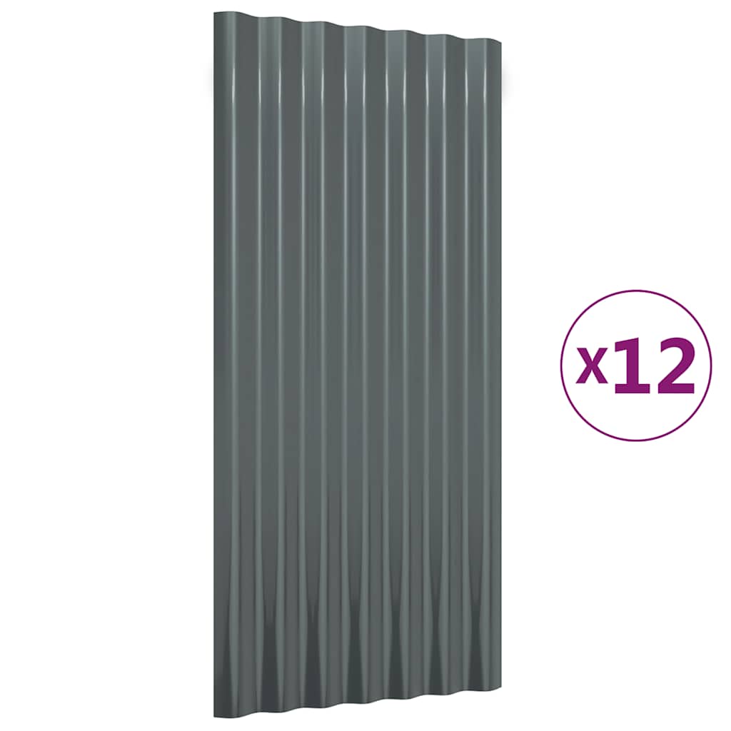 Krovni paneli 12 kom pocinčani čelik antracit 80x36 cm