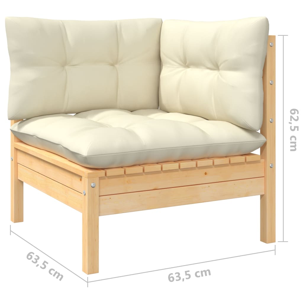 5-dijelna vrtna garnitura od borovine s krem jastucima