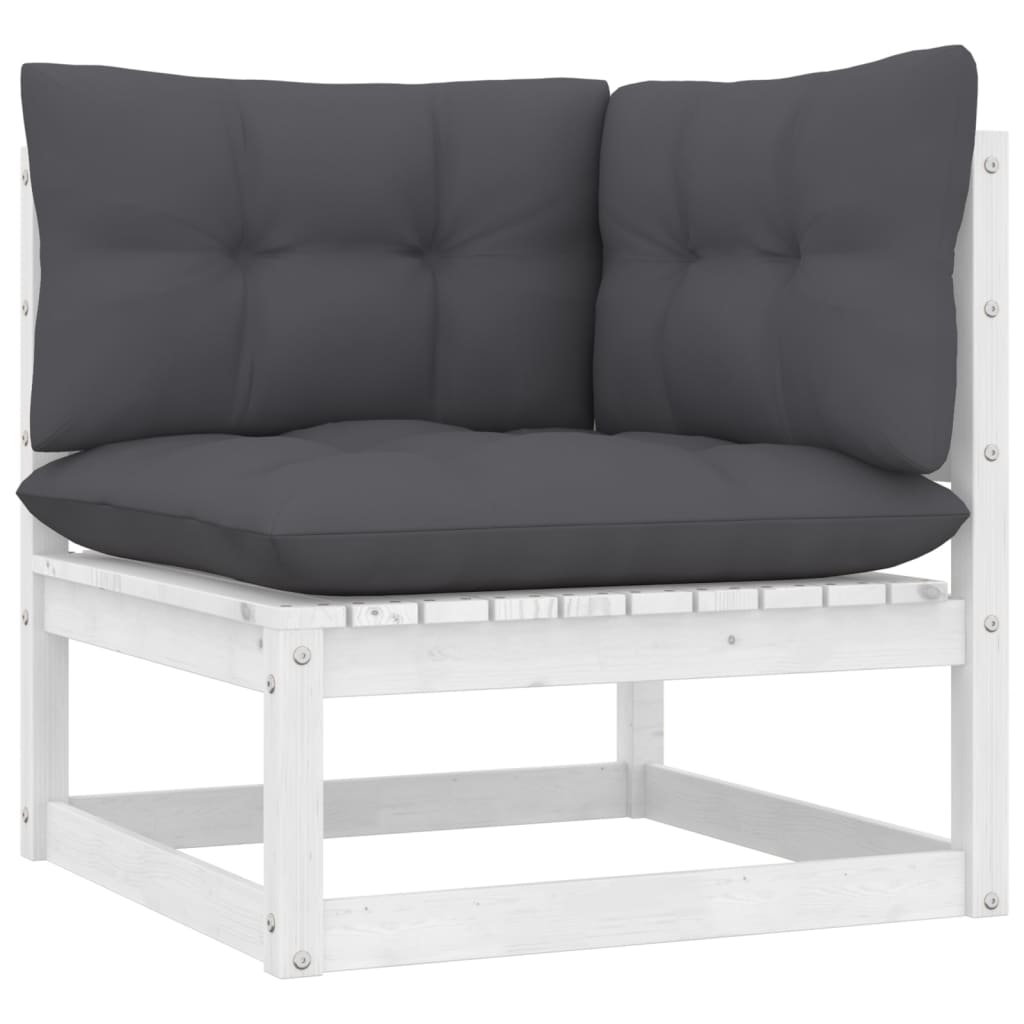 9-dijelna vrtna garnitura od borovine s jastucima bijela
