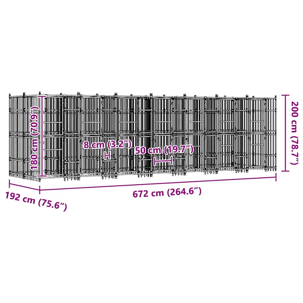 Vanjski kavez za pse čelični 12,9 m²