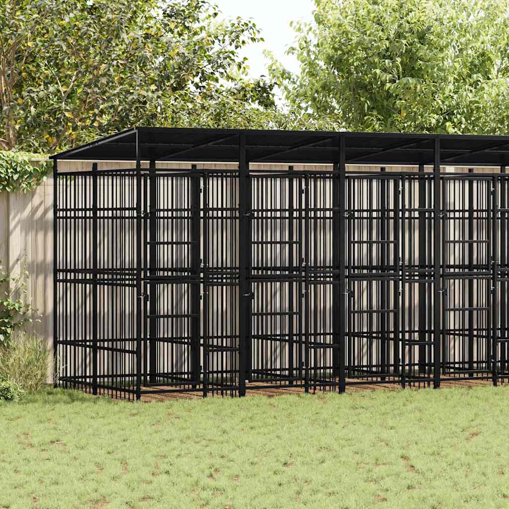 Vanjski kavez za pse s krovom čelični 12,9 m²