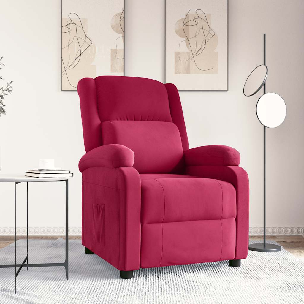 Naslonjač crvena boja vina baršunasti