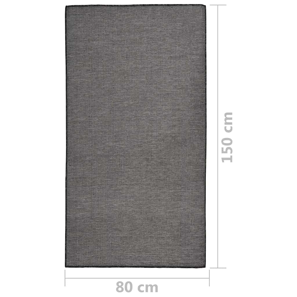Vanjski tepih ravnog tkanja 80 x 150 cm sivi