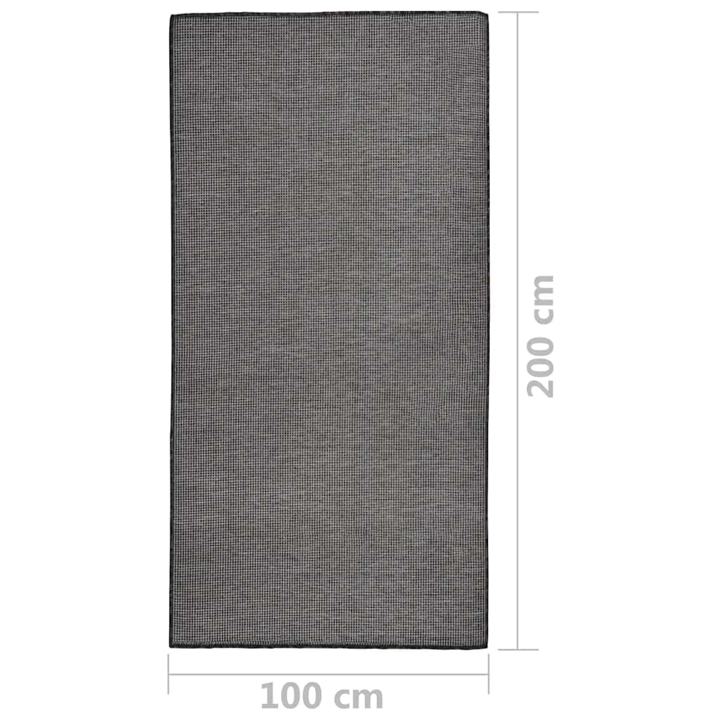 Vanjski tepih ravnog tkanja 100 x 200 cm sivi