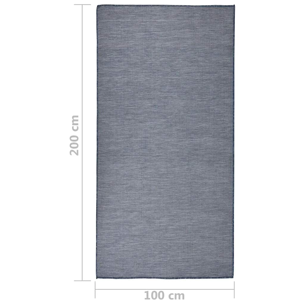 Vanjski tepih ravnog tkanja 100 x 200 cm plavi