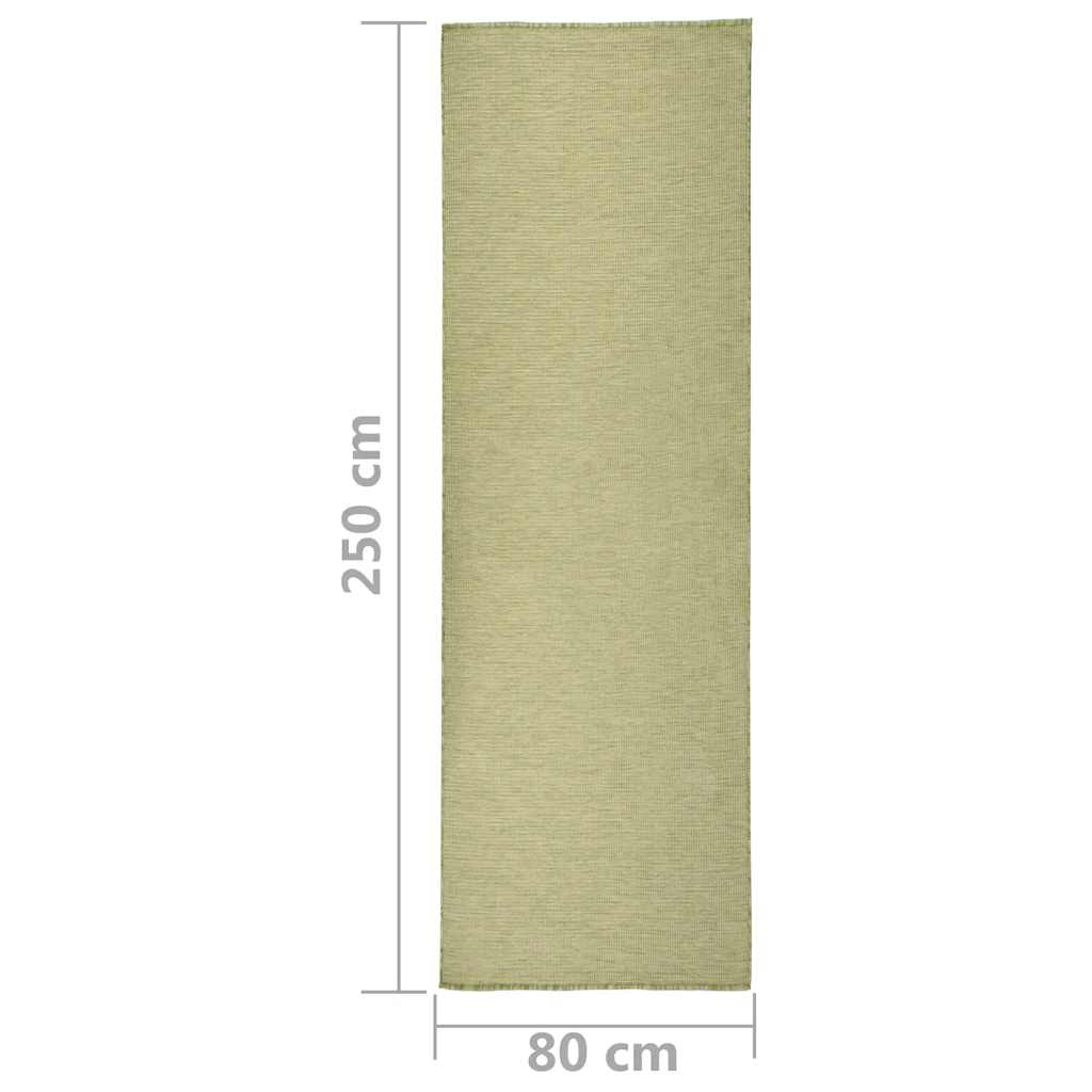 Vanjski tepih ravnog tkanja 80 x 250 cm zeleni
