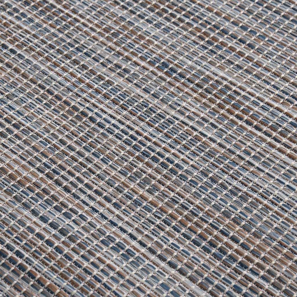 Vanjski tepih ravnog tkanja 100 x 200 cm smeđe-plava