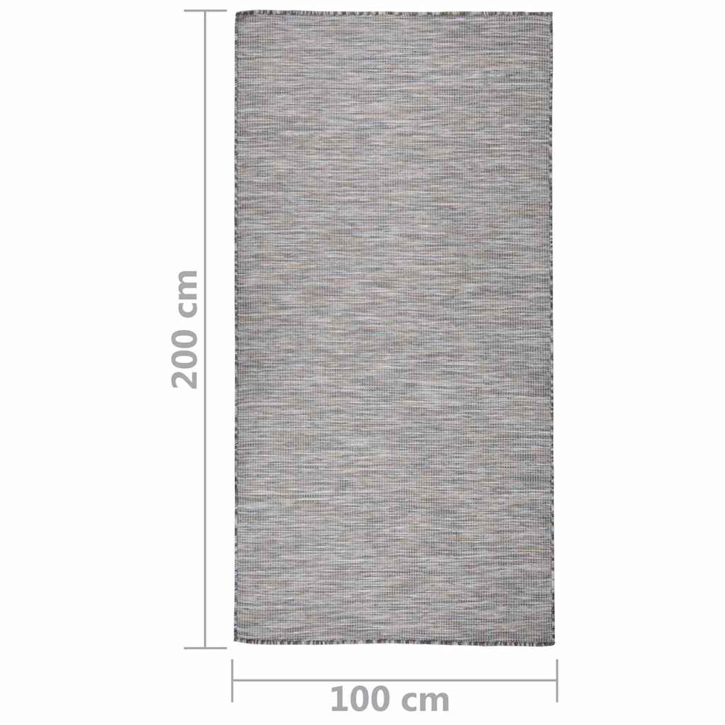 Vanjski tepih ravnog tkanja 100 x 200 cm smeđe-plava