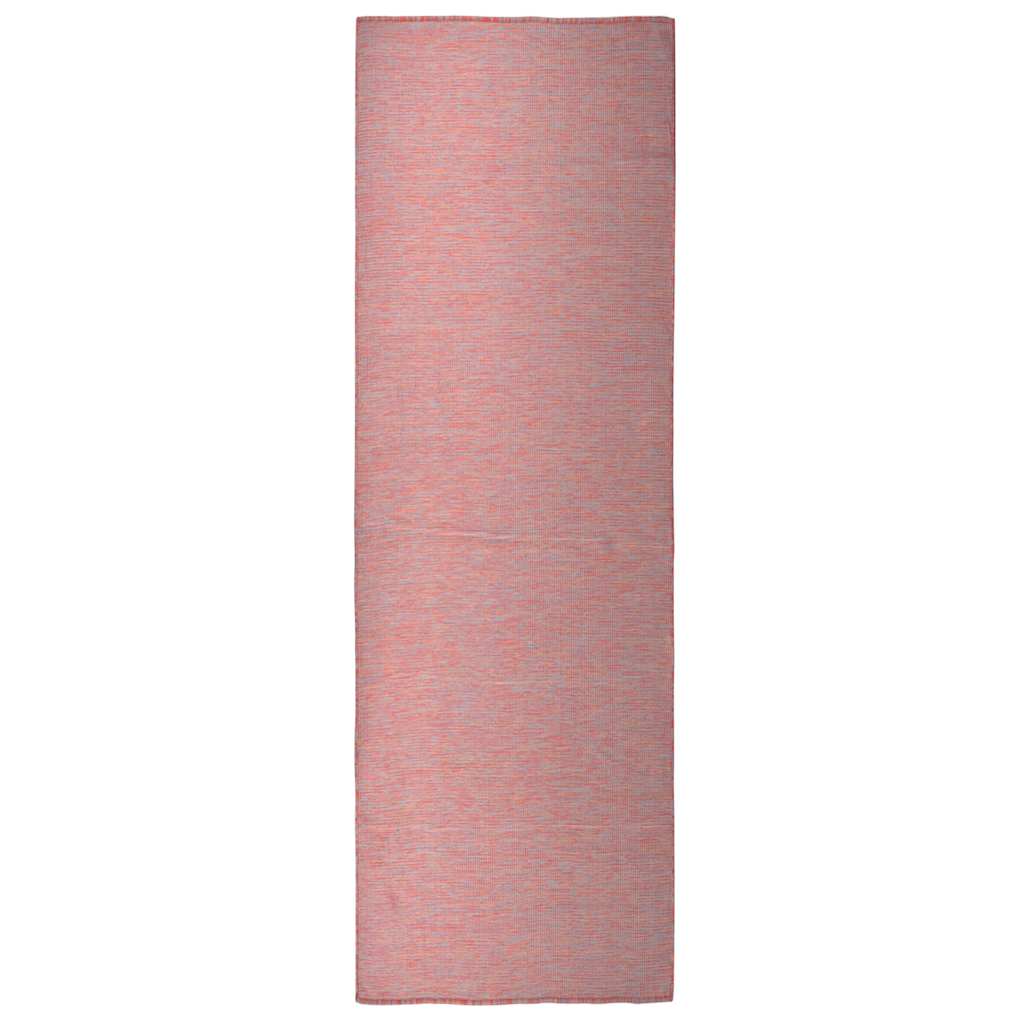 Vanjski tepih ravnog tkanja crveni 80 x 250 cm