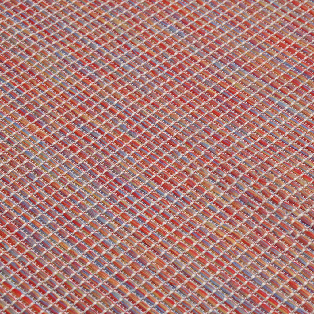 Vanjski tepih ravnog tkanja 140 x 200 cm crveni