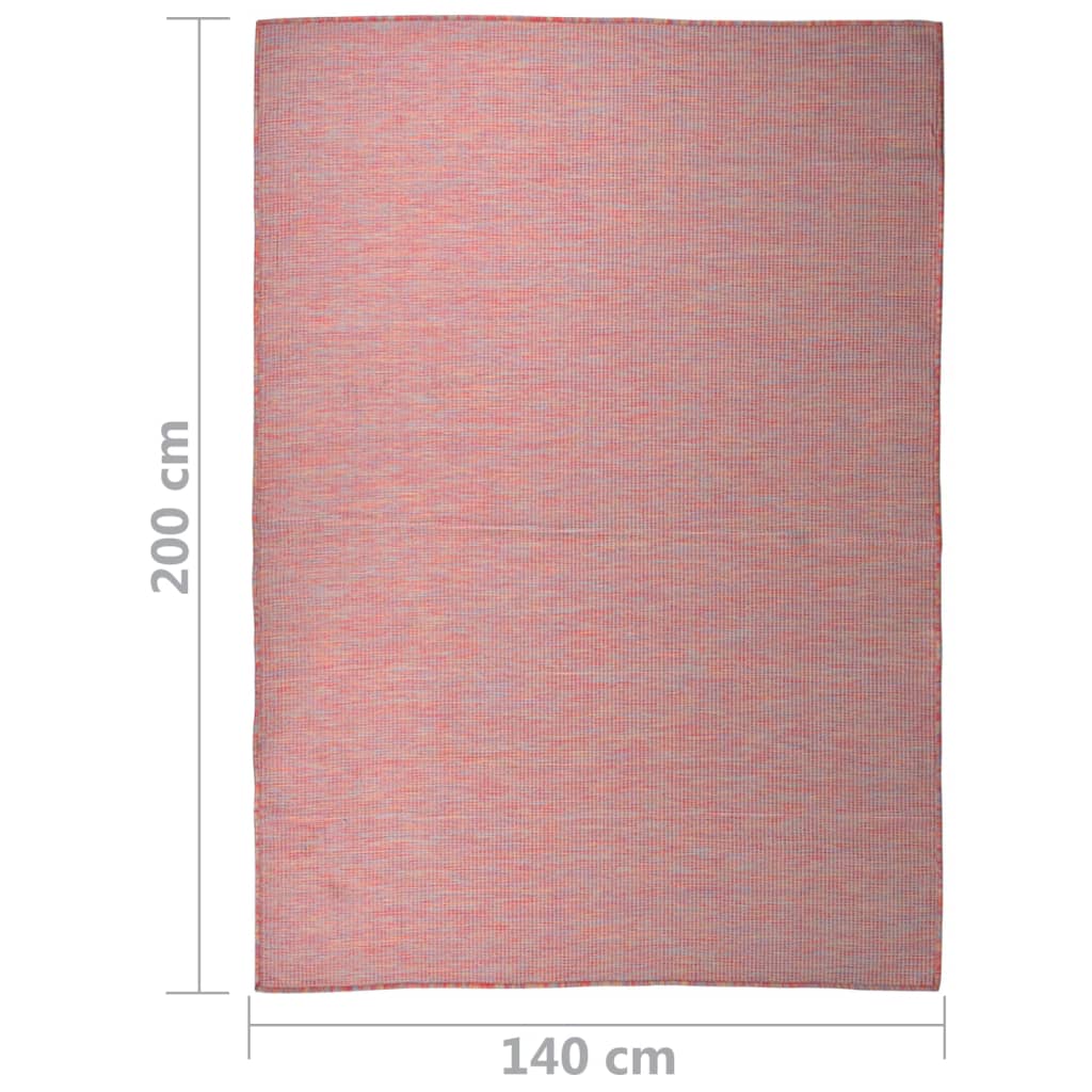 Vanjski tepih ravnog tkanja 140 x 200 cm crveni