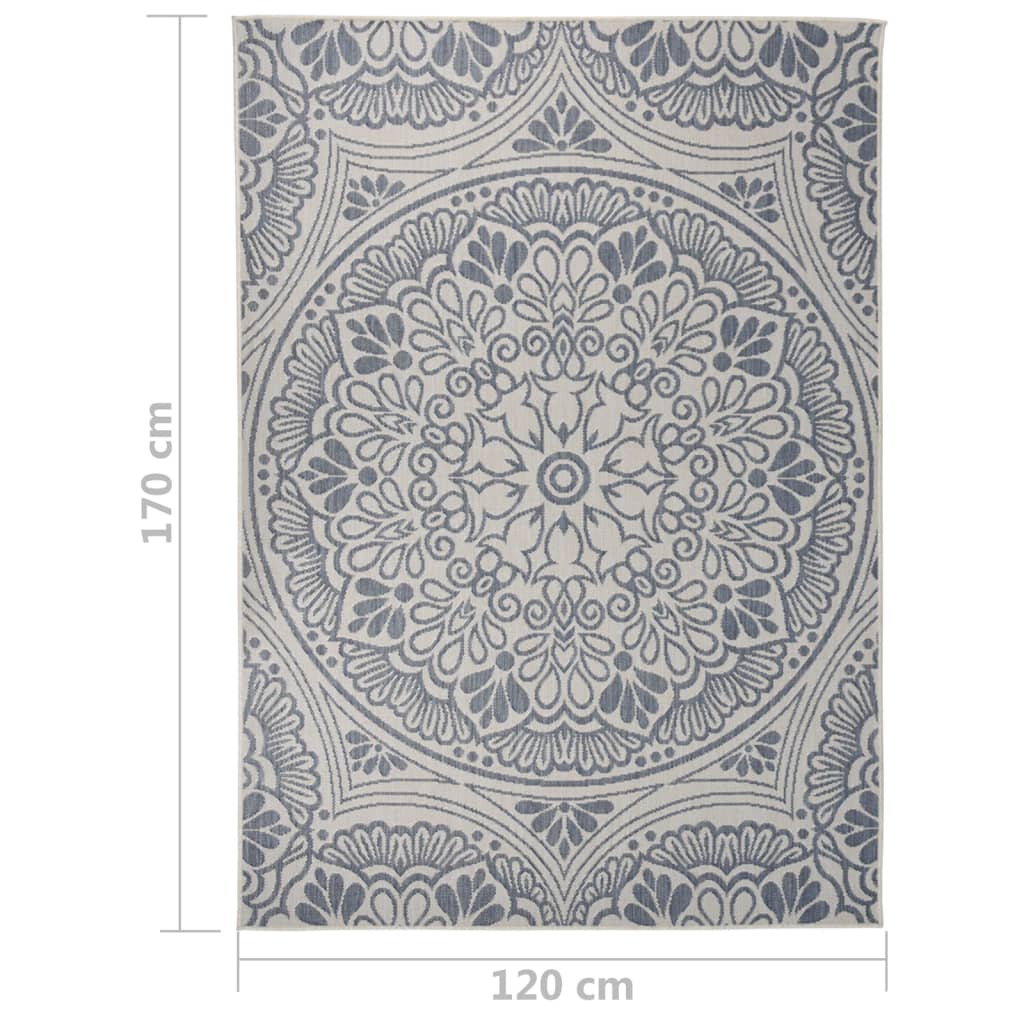Vanjski tepih ravnog tkanja 120 x 170 cm plavi s uzorkom