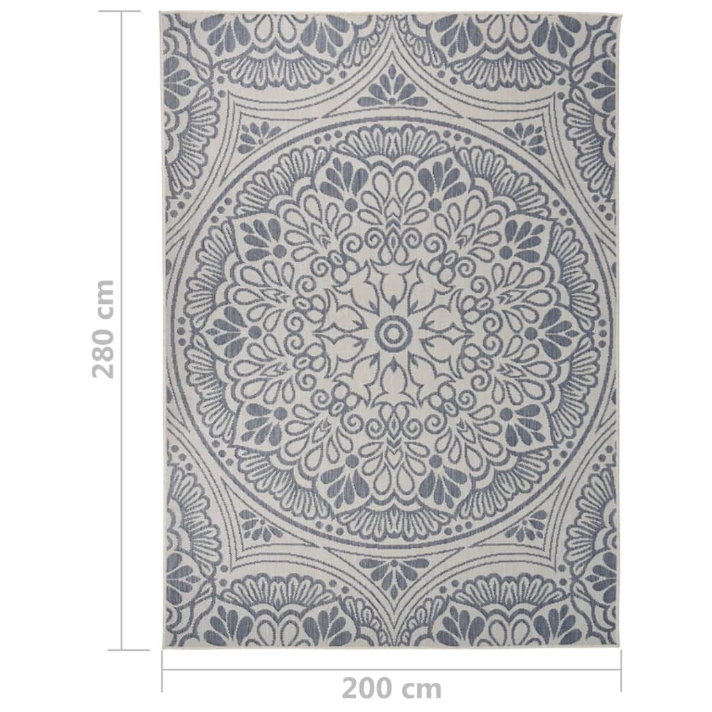 Vanjski tepih ravnog tkanja 200 x 280 cm plavi s uzorkom