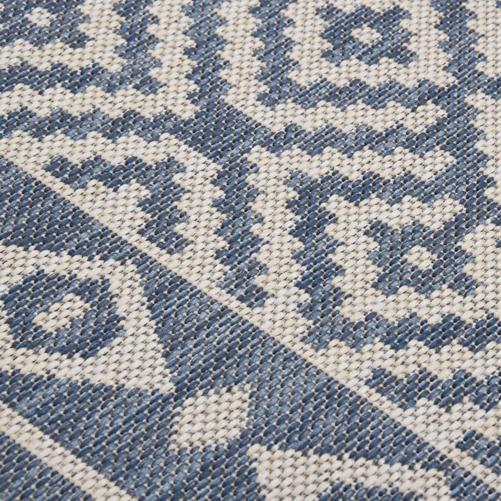 Vanjski tepih ravnog tkanja 200 x 280 cm plave pruge