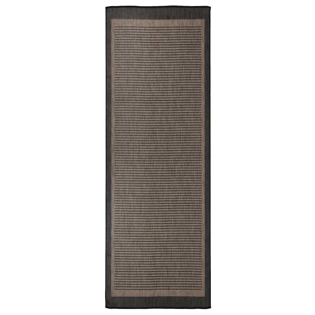 Vanjski tepih ravnog tkanja 80 x 250 cm tamnosmeđi