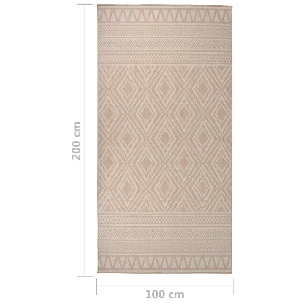 Vanjski tepih ravnog tkanja 100 x 200 cm smeđe pruge