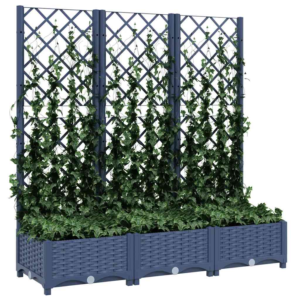 Vrtna sadilica s rešetkom plava siva 120 x 40 x 121,5 cm PP