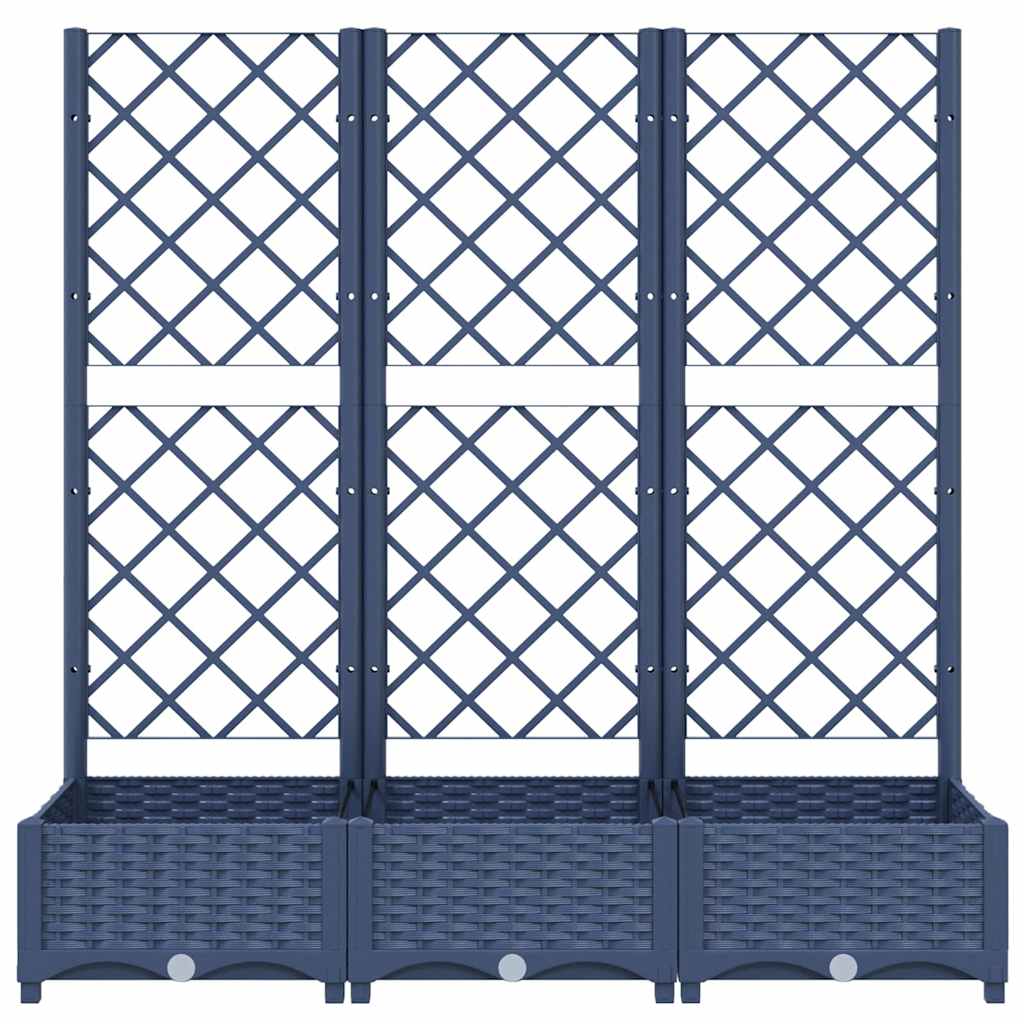 Vrtna sadilica s rešetkom plava siva 120 x 40 x 121,5 cm PP