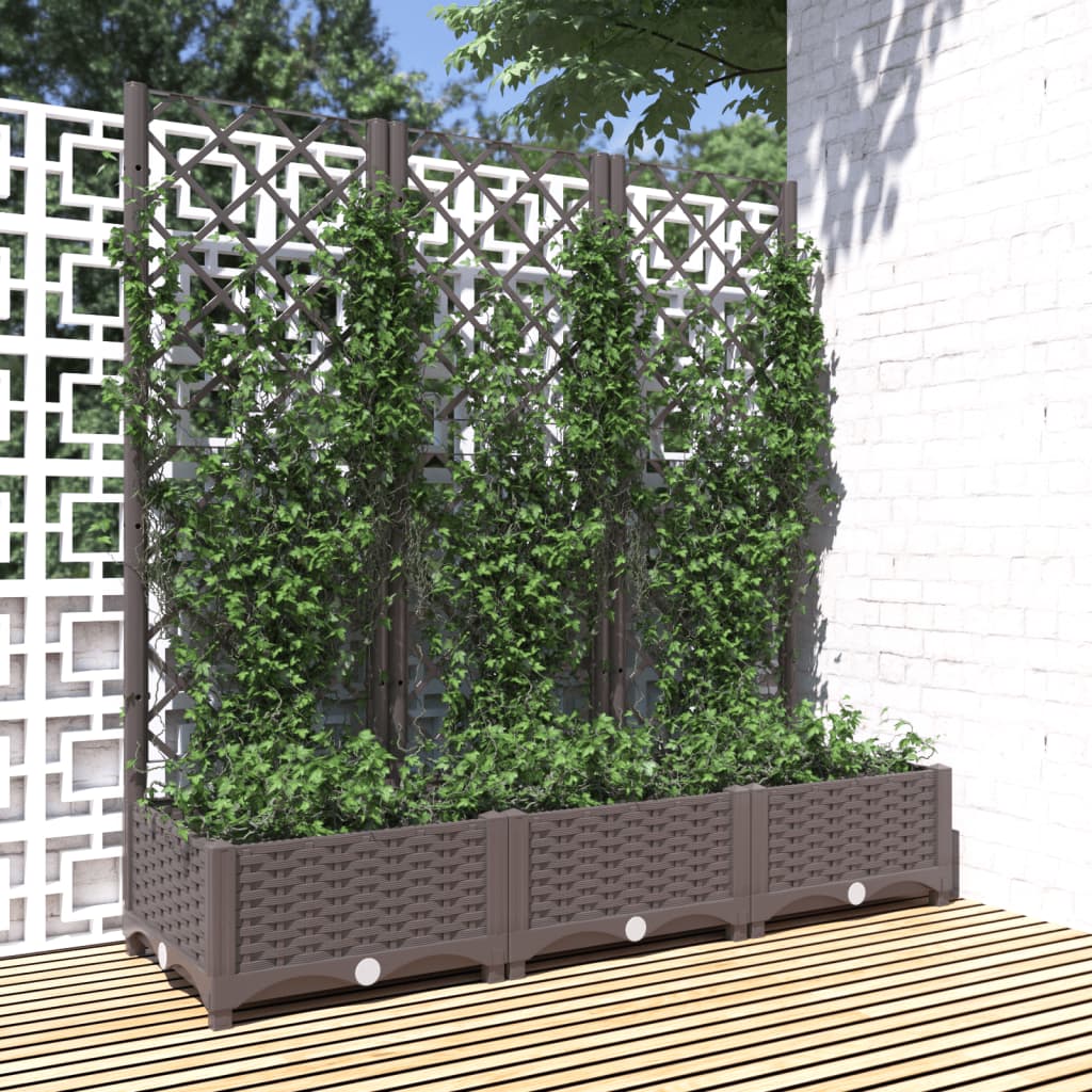 Vrtna žardinjera s rešetkom smeđa 120x40x121,5 cm PP