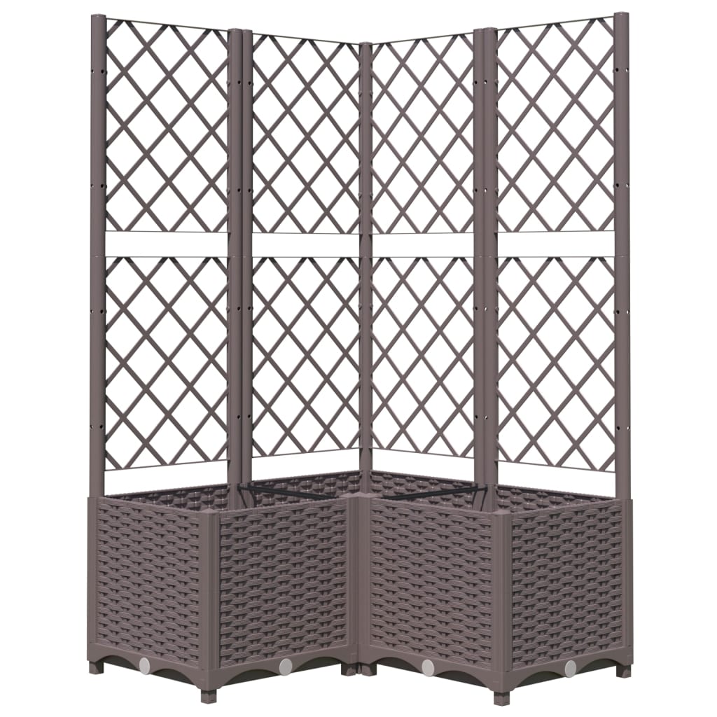 Vrtna sadilica s rešetkom smeđa 80 x 80 x 136 cm PP