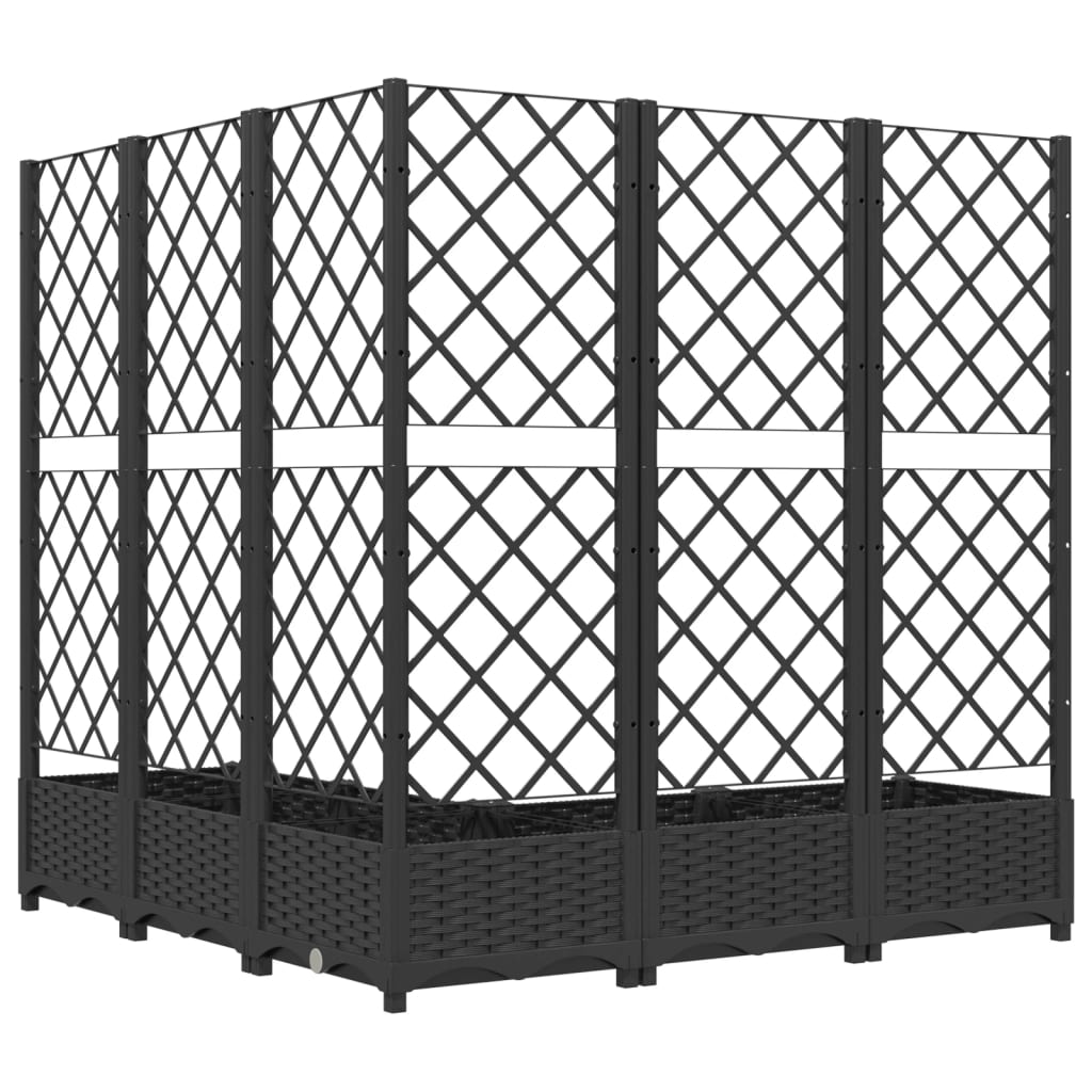 Vrtna sadilica s rešetkom crna 120 x 120 x 121,5 cm PP