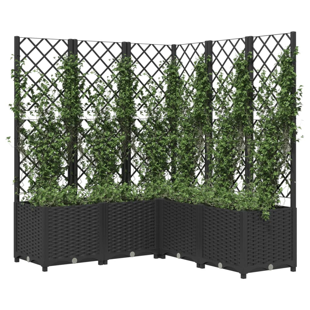 Vrtna sadilica s rešetkom crna 120 x 120 x 136 cm PP