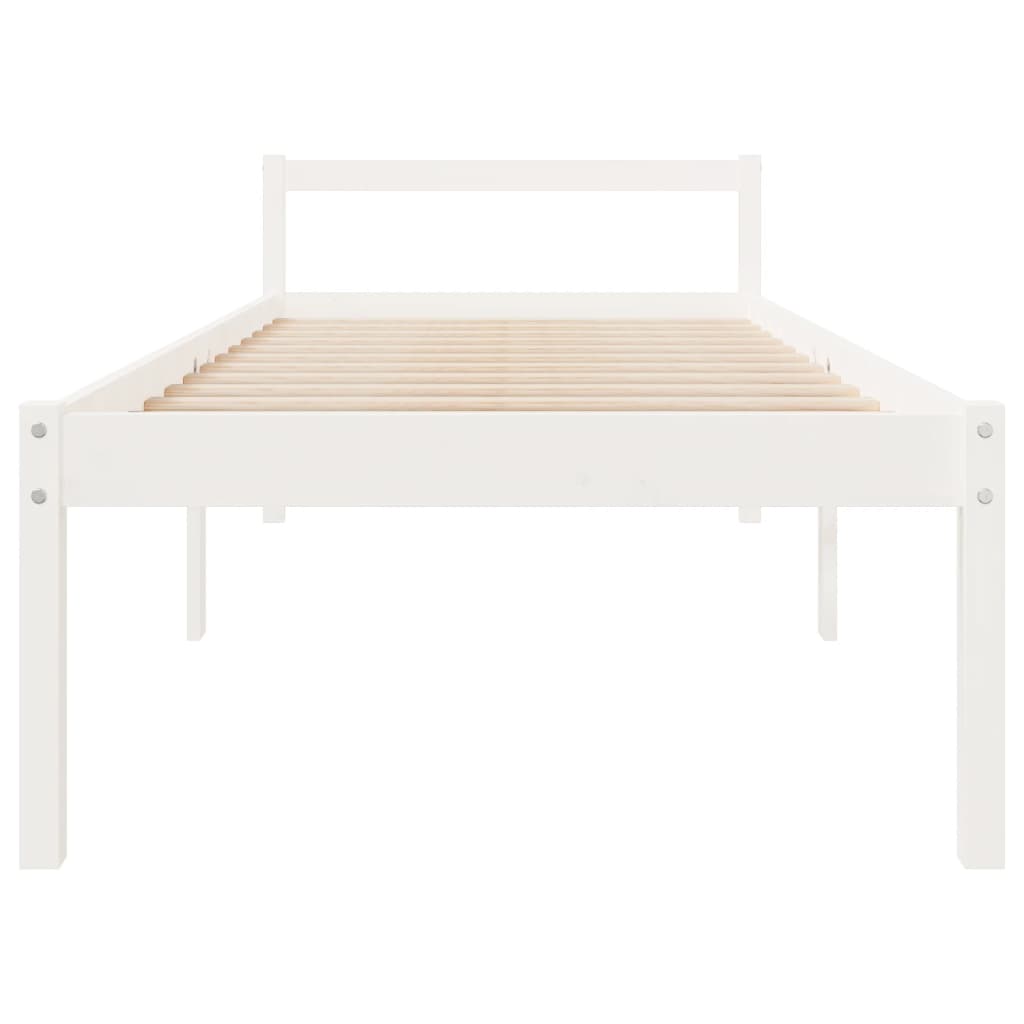 Krevet za starije osobe bijeli 75x190 cm mali masivna borovina