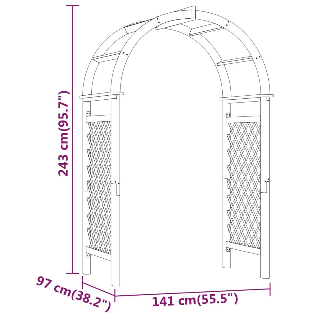 Luk s rešetkom 141 x 97 x 243 cm impregnirana masivna borovina