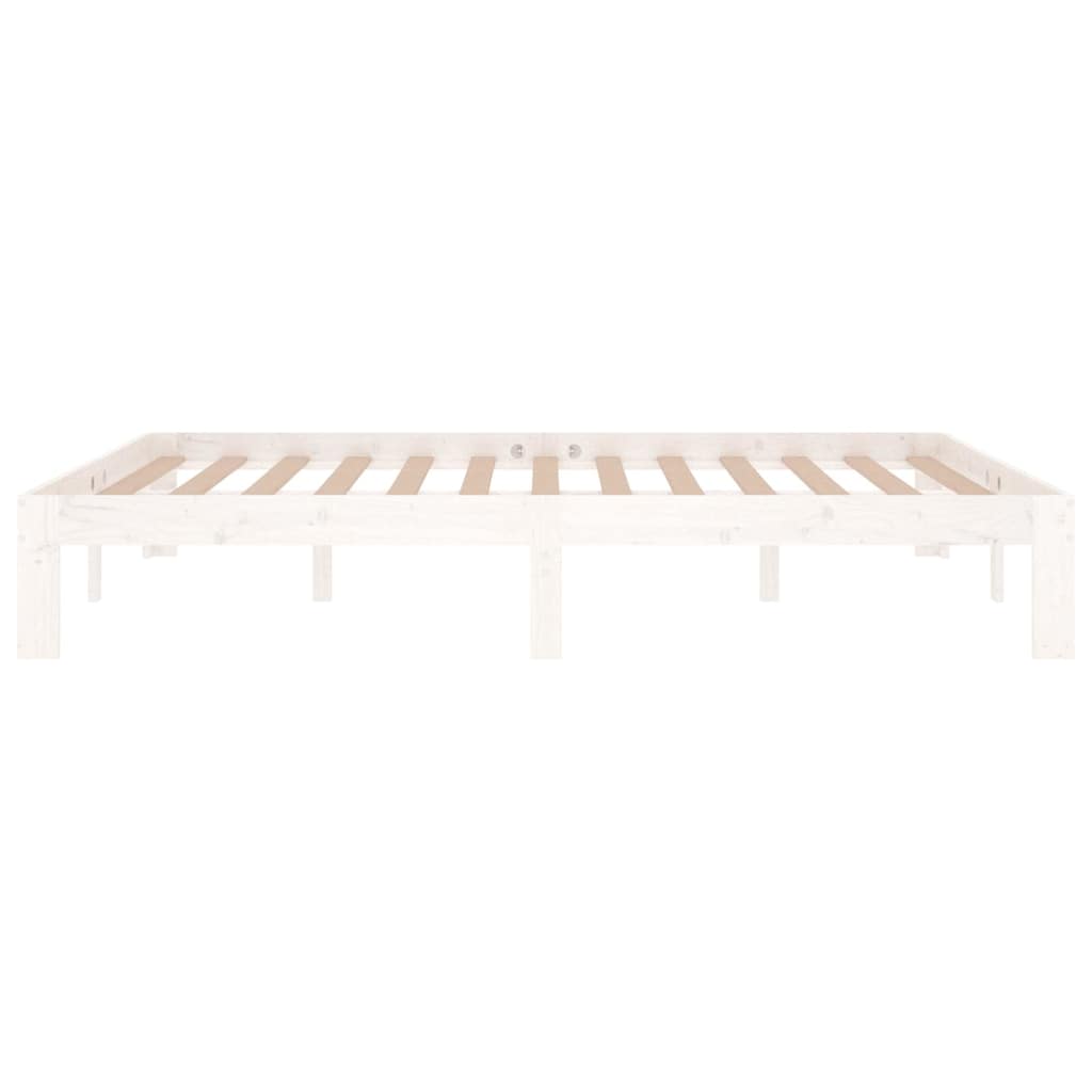 Okvir za krevet od masivne borovine bijeli 140 x 190 cm
