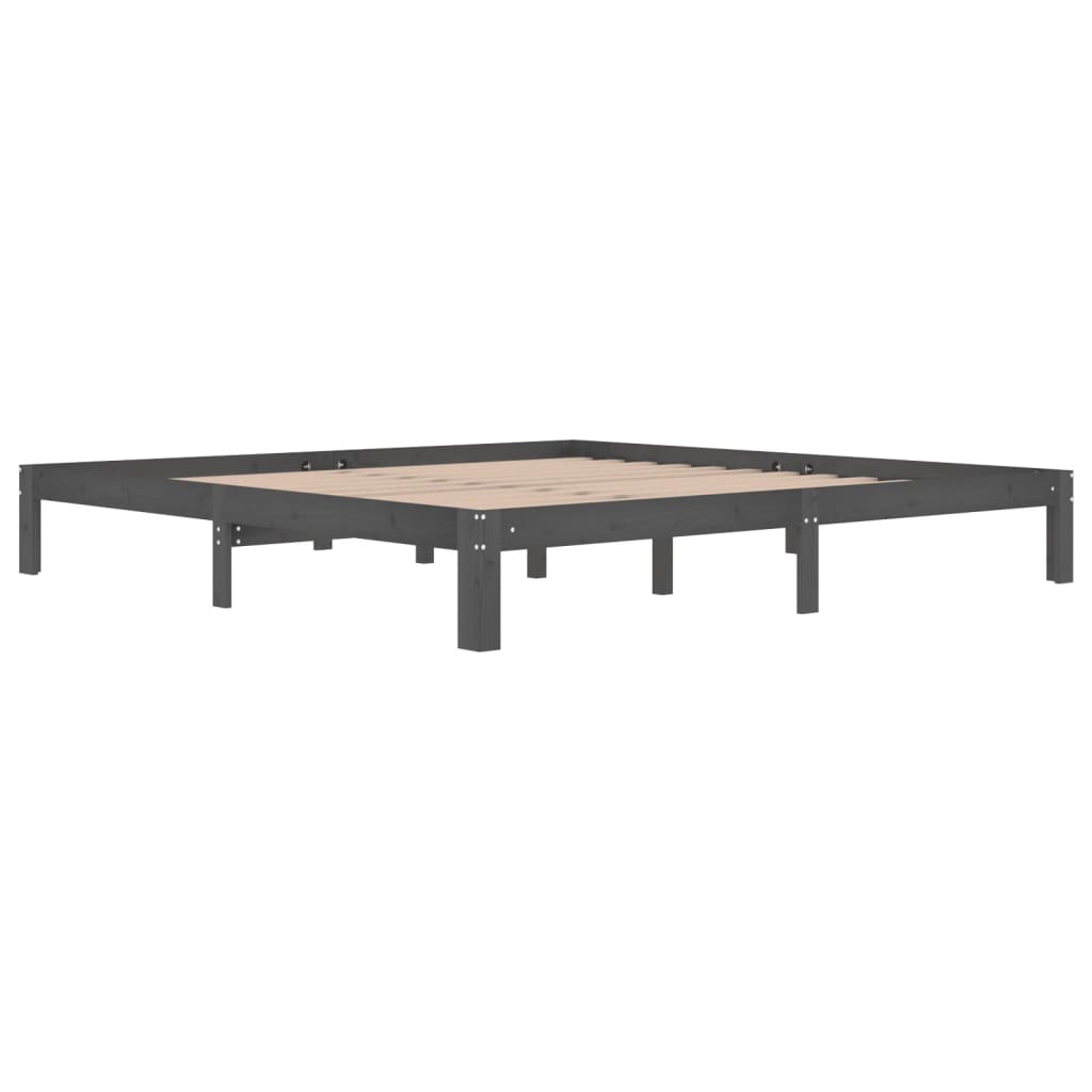 Okvir za krevet od masivne borovine sivi 200 x 200 cm