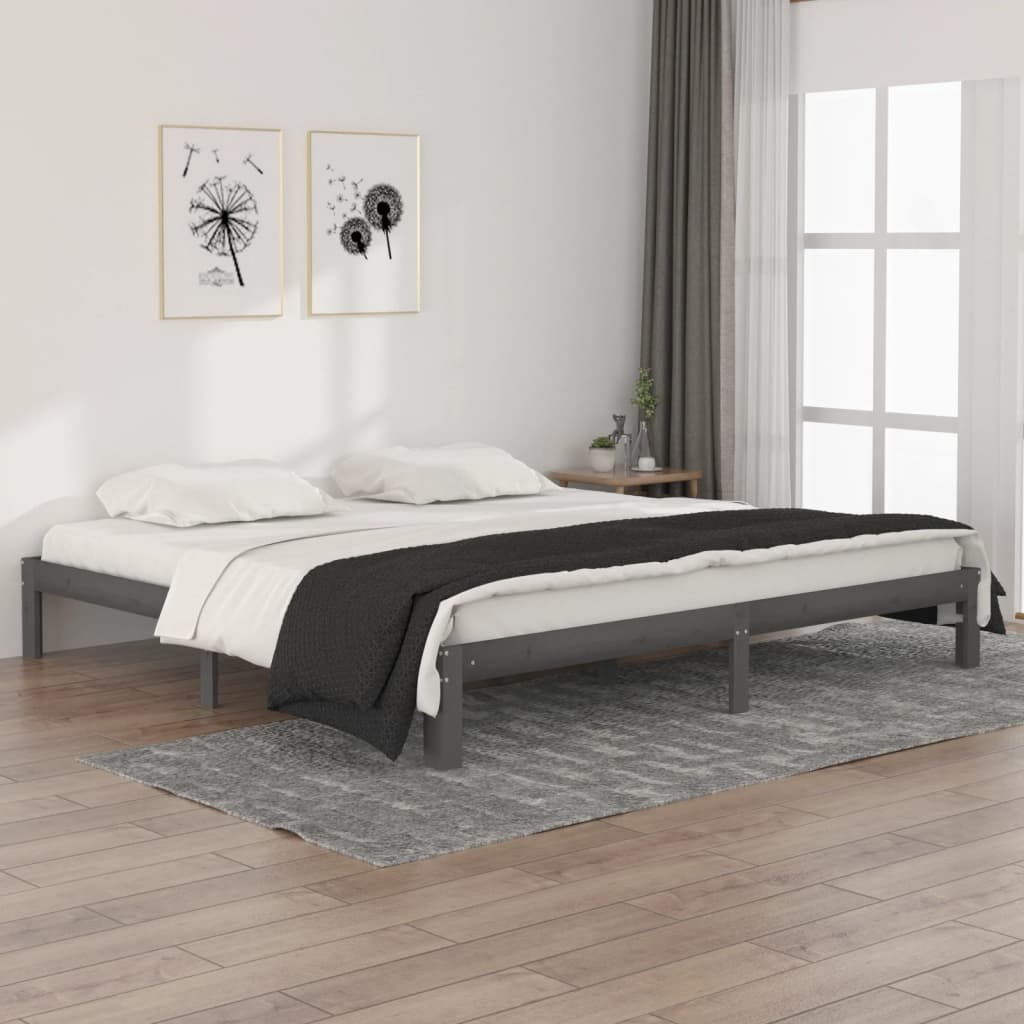 Okvir za krevet od masivne borovine sivi 200 x 200 cm