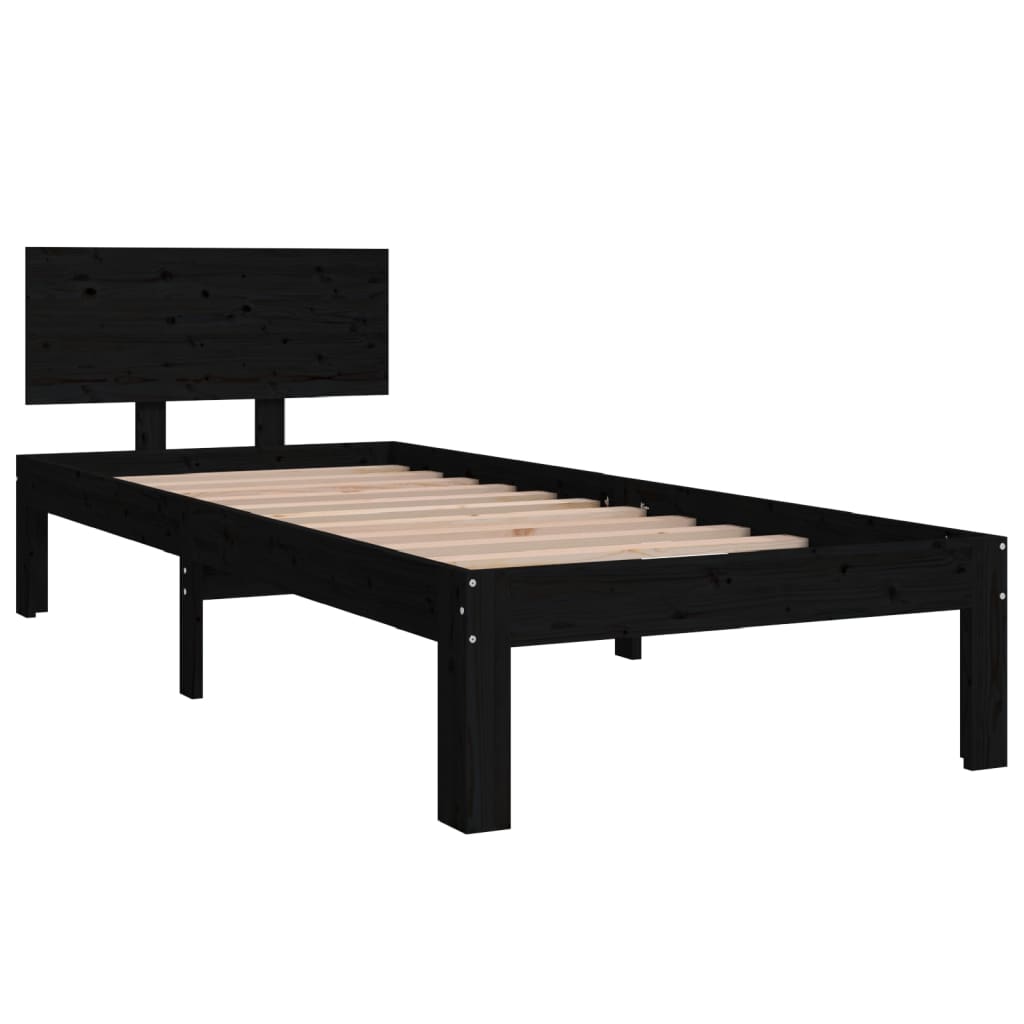 Okvir za krevet od masivnog drva crni 75 x 190 cm mali
