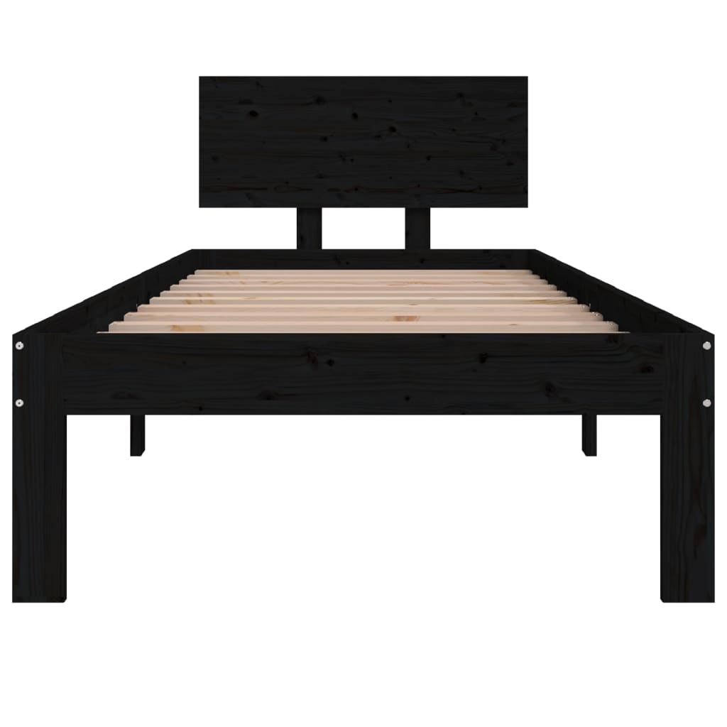 Okvir za krevet od masivnog drva crni 75 x 190 cm mali