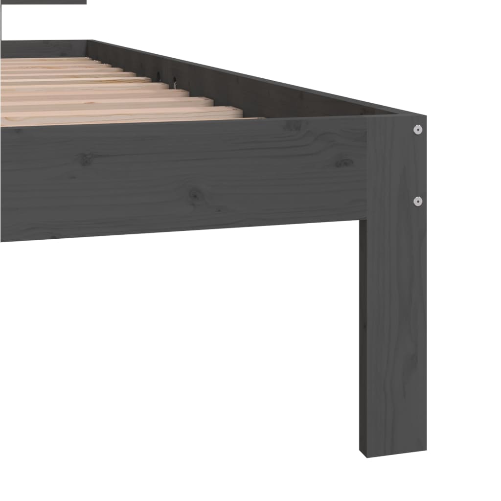 Okvir za krevet od masivne borovine sivi 90 x 200 cm