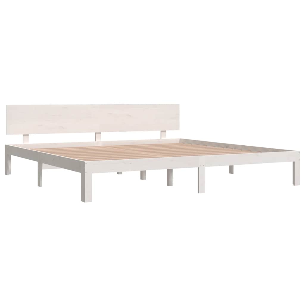 Okvir za krevet od masivne borovine bijeli 200 x 200 cm