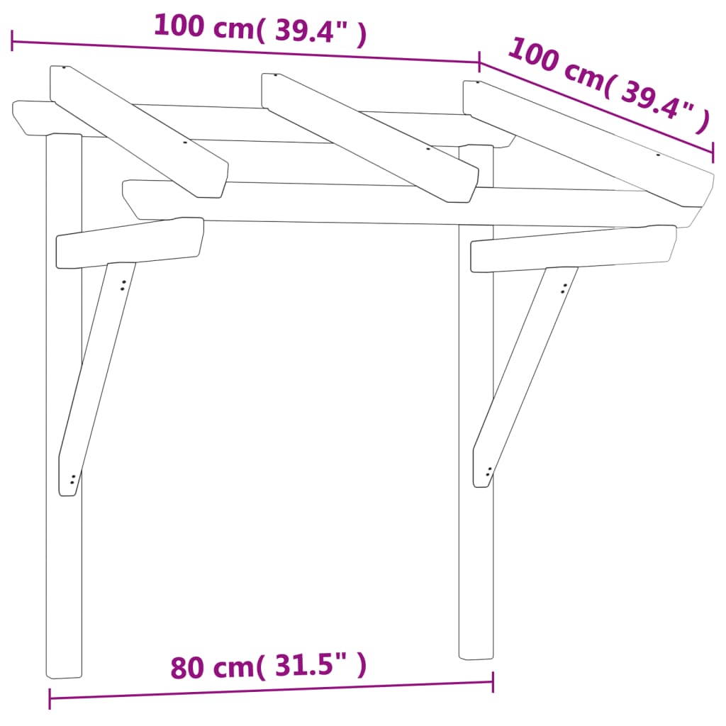 Nadstrešnica za vrata 100x100x80 cm od impregnirane borovine
