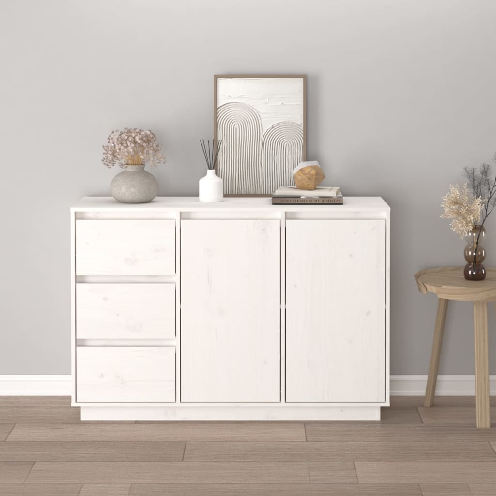 Komoda bijela 111 x 34 x 75 cm od masivne borovine