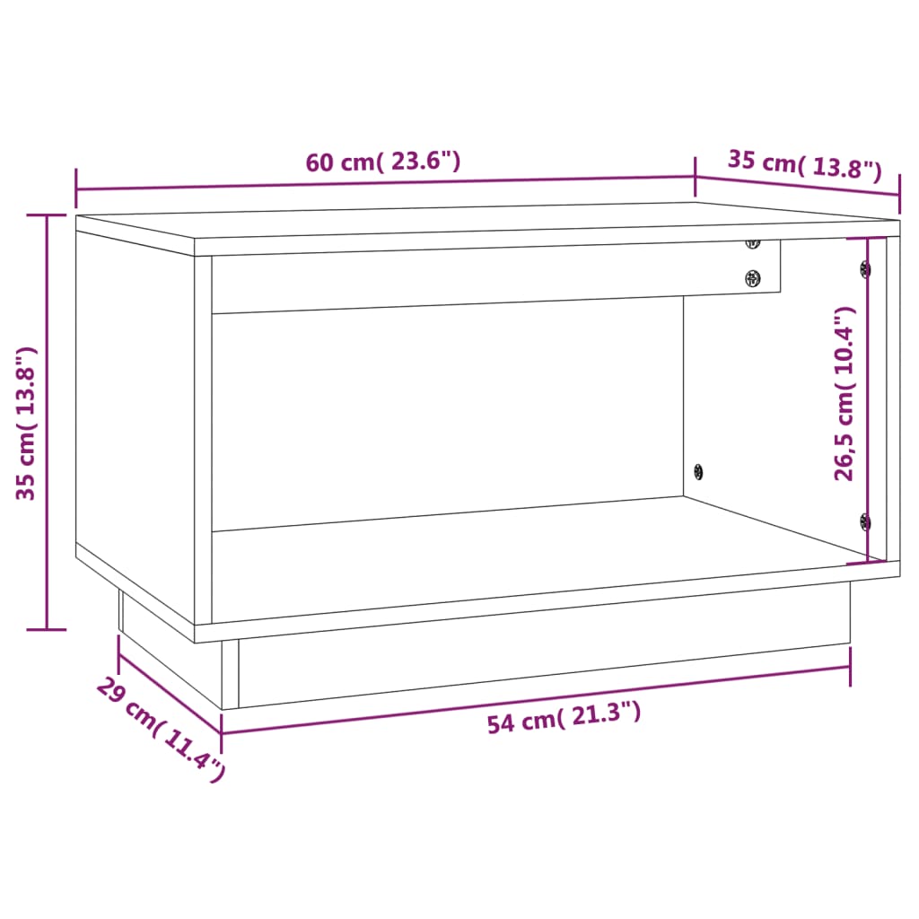 TV ormarić 60 x 35 x 35 cm od masivne borovine