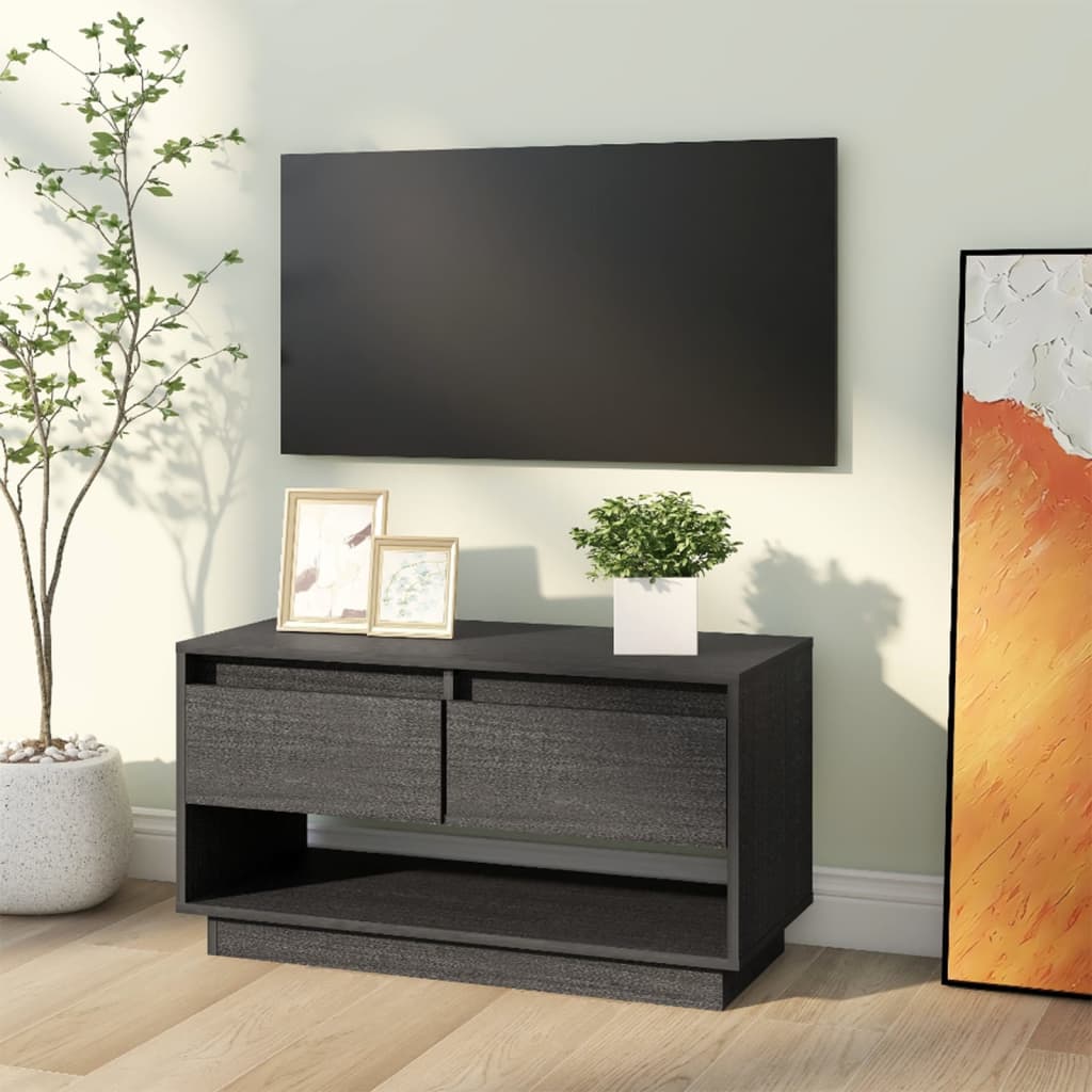 TV ormarić sivi 74 x 34 x 40 cm od masivne borovine