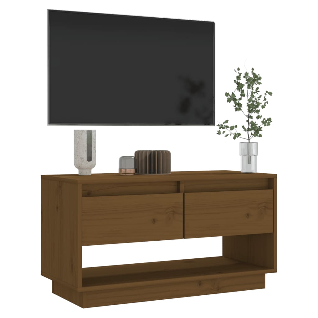 TV ormarić smeđa boja meda 74 x 34 x 40 cm od masivne borovine