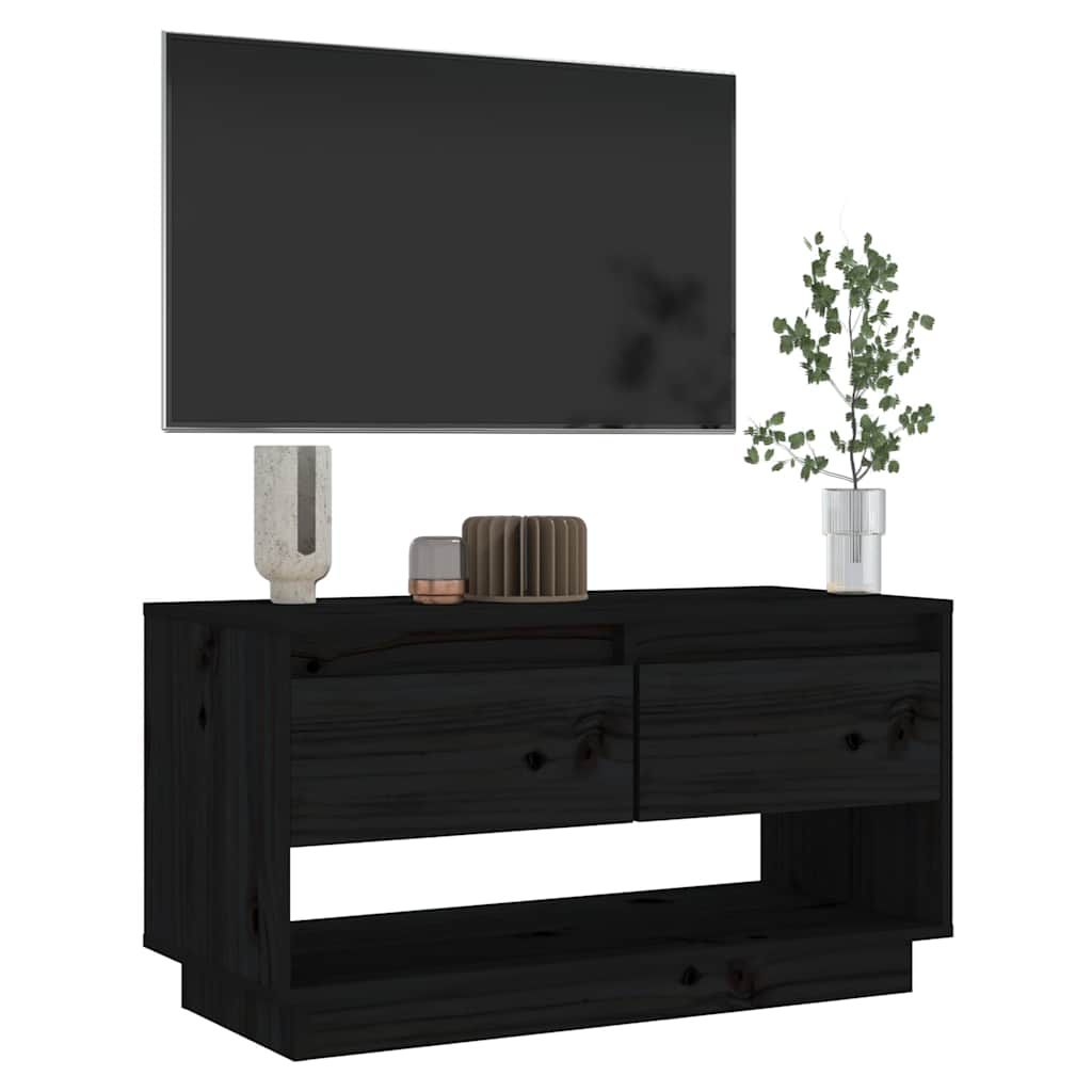 TV ormarić crni 74 x 34 x 40 cm od masivne borovine