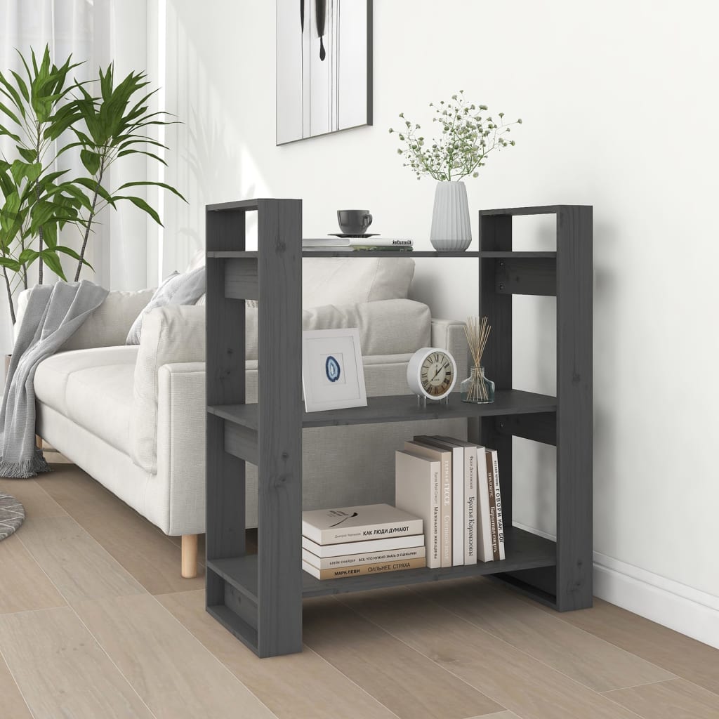 Ormarić za knjige / pregrada sivi 80 x 35 x 91 cm od borovine