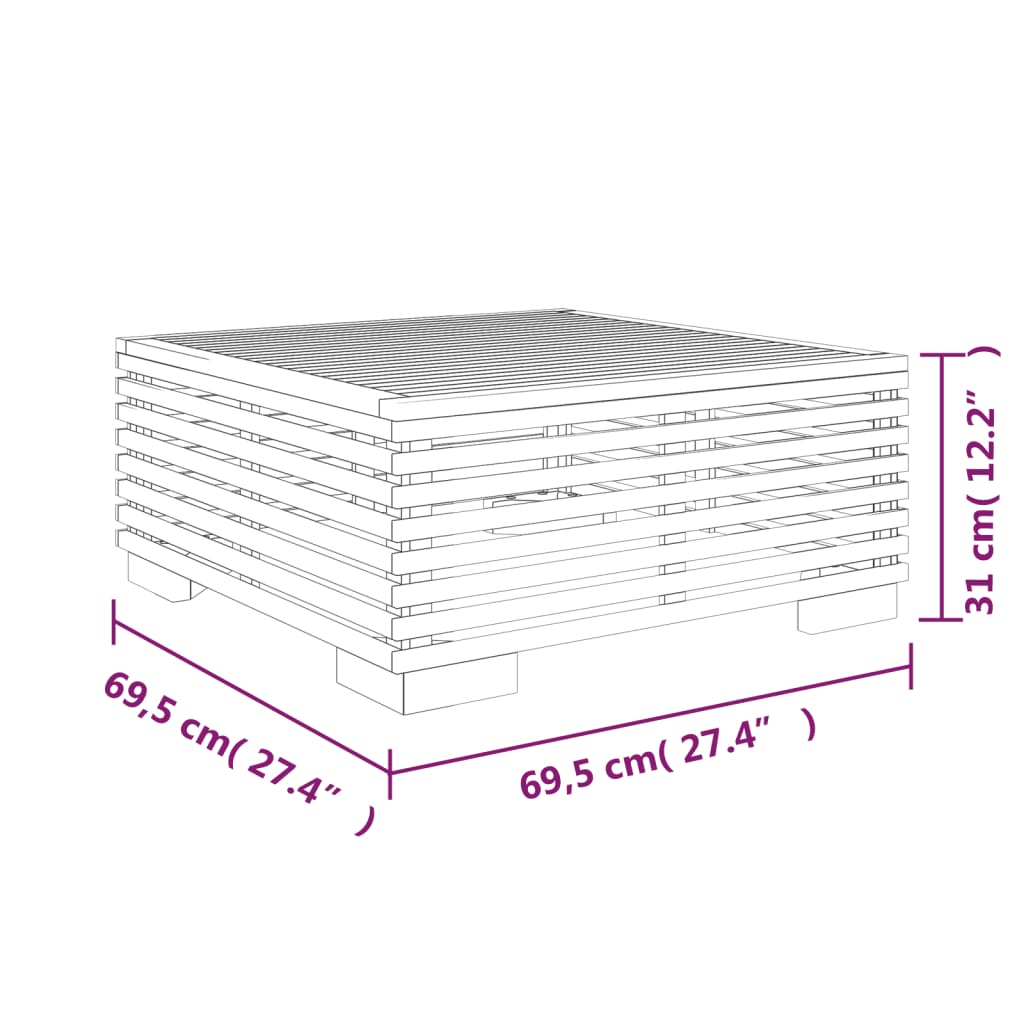 Vrtni stolić za kavu 69,5 x 69,5 x 31 cm od masivne tikovine