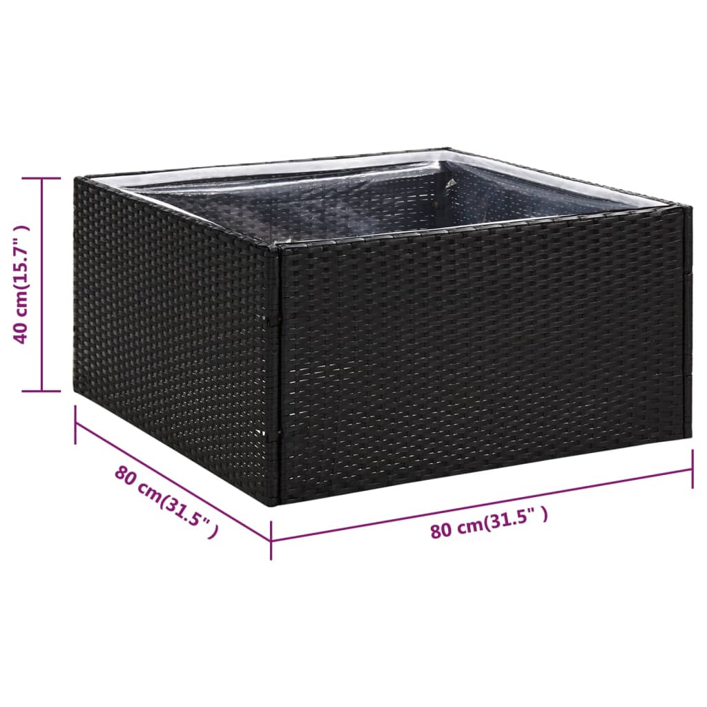 Vrtna sadilica crna 80 x 80 x 40 cm od poliratana