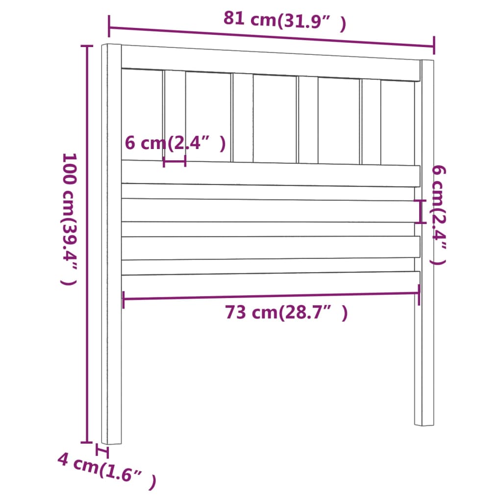 Uzglavlje za krevet bijelo 81 x 4 x 100 cm od masivne borovine